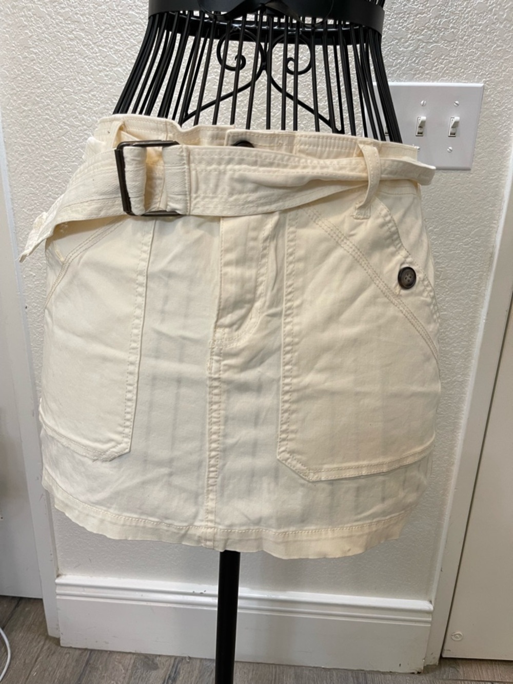Forever 21 Cream Mini Skirt with Belt